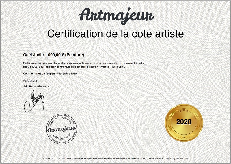 cote officielle artiste Gaël JUDIC cote officielle artiste Gaël JUDIC